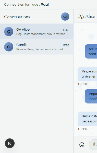 Widget en thème bleu