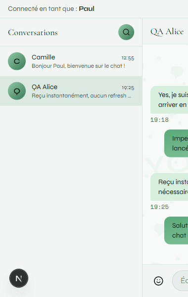 Widget en thème vert