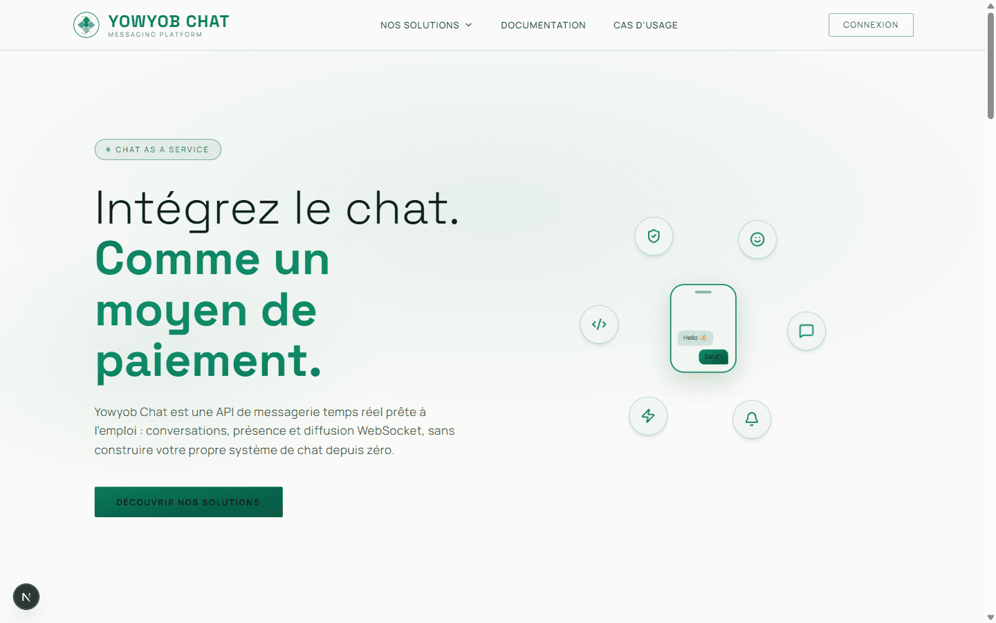 Landing page de Yowyob Chat